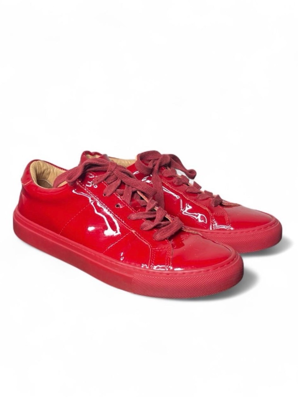 Greats Brooklyn Red Patent Leather Lace Up Sneakers Size 8.5